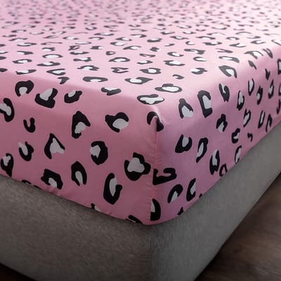 La'Moussawi ® Zacht en Ademend Hoeslaken voor Kindermatras met Roze Dierenprint