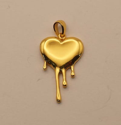 Sterling zilver hanger HART DAT SMELT verguld met 1 micron 18k geel goud - hangertje goud hartje dat smelt van liefde - liefdes hart hanger - hangertje voor geliefde van een goud hart