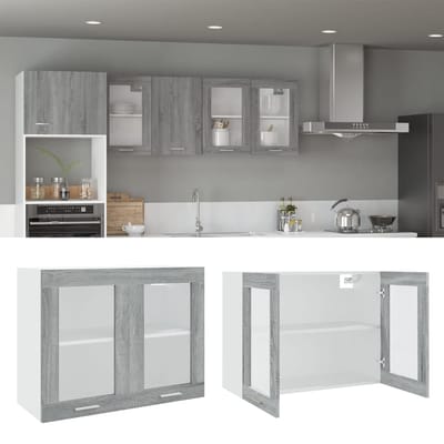 vidaXL - Bovenkast - Lyon - 80x31x60 - cm - bewerkt - hout - grijs - sonoma - eikenkleurig