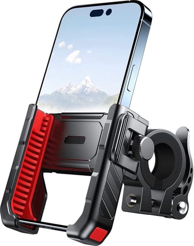 StayPowered Telefoonhouder voor Fiets - De Onmisbare Fietstelefoonhouder voor Onvergetelijke Avonturen - Antischok Design - Quick Release Functie - Universele Houder voor Mobiele Telefoon - Zwart/Rood - Levering Sneller dan Aangegeven!