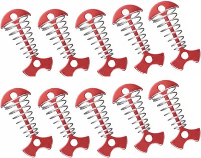 Duurzame Aluminium Vissenstaart Tentpinnen voor Camping, Inclusief Veerhaak, Set van 10, Ideaal voor Buitenactiviteiten en Tentbevestiging