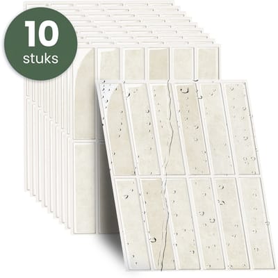 STACK® Plaktegels - 10 Stuks - Rechte Tegel - Grijs/Beige - 29 x 23 cm - Zelfklevende Tegels & Tegelstickers - Plak Tegels - Wandtegel Stickers & Zelfklevende Wandtegels - Keuken & Badkamer Tegels - 3D Muurstickers