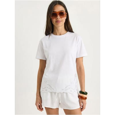Geborduurd T-shirt met ronde hals