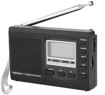 Allecto - Mini FM-radio - Draagbare Radio - Lichtgewicht Stereo Radio - Zwart - Digitale Wekker - Muziekspeler - Geschikt voor onderweg - Compacte ...