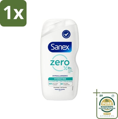1 x Sanex Zero % - Douchegel - Hydrateert - Alle Huidtypes - 400 ml- Douchegel - Huidverzorging - Hydraatende Douchegel - 0% Sulfaten - 0% Kleurstoffen