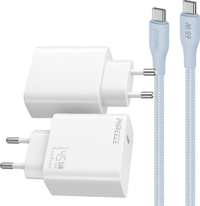 Phreeze usb C snellader 45 W met usb C naar usb C kabel 2 meter - Power Delivery - oplader A56 Tab S9 en Laptop