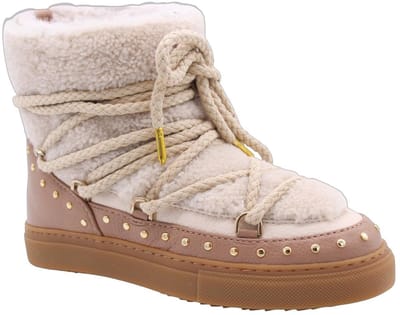 Inuikii Curly Rock Laarzen - Leer - Dames - Beige - Maat 36