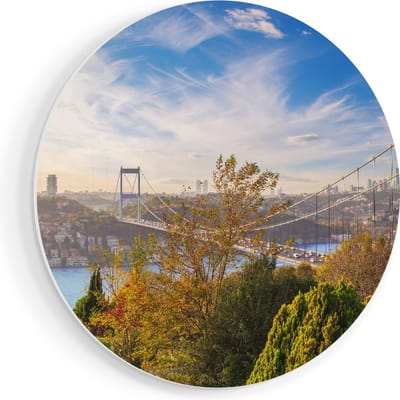 Artaza Forex Muurcirkel Bosphorus Brug In Instanbul - 90x90 cm - Groot - Wandcirkel - Rond Schilderij - Muurdecoratie Cirkel