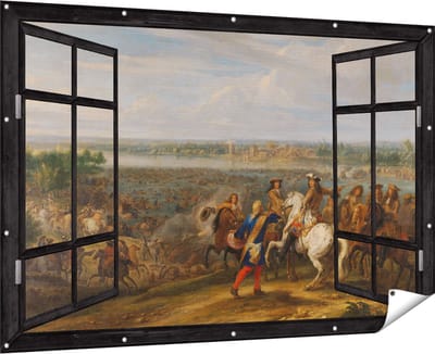 Gards Tuinposter Doorkijk Lodewijk XIV trekt bij Lobith Nederland binnen - Adam Frans van der Meulen - 180x120 cm - Tuindoek - Tuindecoratie - Wanddecoratie buiten - Tuinschilderij