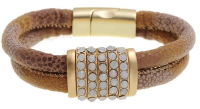 Behave - Armband beige facetglas stenen - tijdloos chic 18 cm