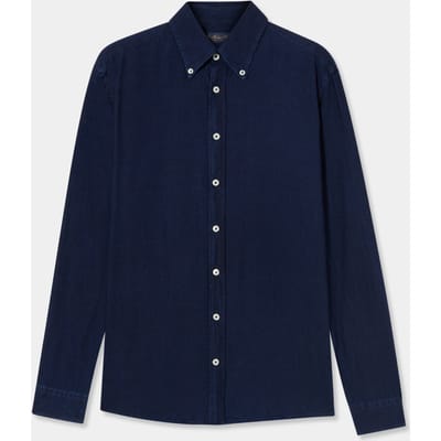 Brooks Brothers Slim Fit Cotton-linen Chambray Button Down Shirt Blue Size: S | Casual Shirts Outlet | Heren | Blauw