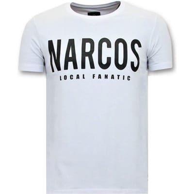 T-shirt Heren met Opdruk - Narcos Pablo Escobar - Wit