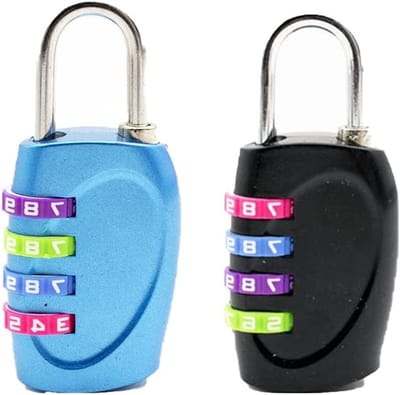 Veilige 4-cijferige cijferslot, 2-pack combinatie hangslot met kleurrijke draaiwielen voor bagage, kasten en lades