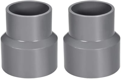 2 stuks PVC DWV reducerende koppeling. 50 mm x 63 mm socket pijpfitting adapter voor kanaalreductiemiddel en watervoorziening sanitaire systemen. grijs