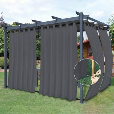 Qelus Oxford Buitengordijn Waterdicht - Outdoor Gordijn met Lussen & Roedezak - Winddicht Balkongordijn Weerbestendig - 132x244cm - Donkergrijs - 1 Stuk