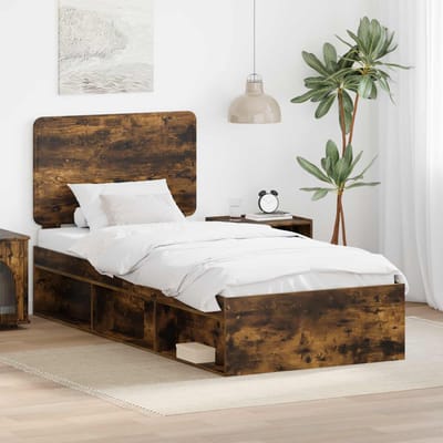 vidaXL - Bedframe - Rook - Eiken - 90 - x - 200 - cm - Massief - grenenhout
