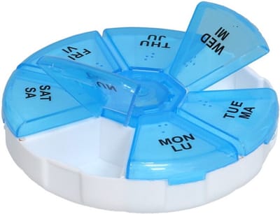 Gerimport Medicijnen doosje/pillendoosje - 7-vaks - blauw - geschikt voor 7 dagen