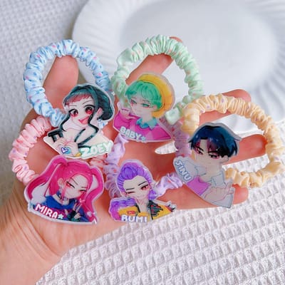 K-pop demonenjager Acryl Haarclip Elastische Haarelastiek Schattige Cartoon Haarelastiek Creatieve Kleine Meisjes Haaraccessoires geboortedatum cadeau -A3478 gray