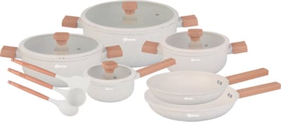 13 delige pannenset - Graniet, anti-aanbaklaag - Ergonomische Koudgrepen - Alle Warmtebronnen - kookgerei set met braadpan, soeppan steelpan