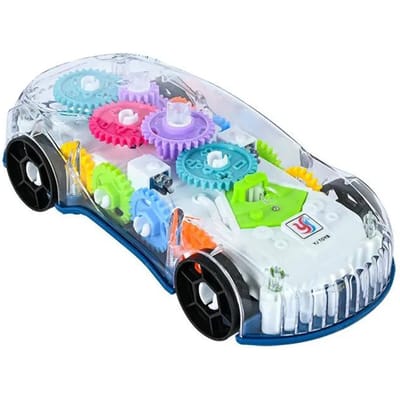 Oplichtend Transparant Tandwielen Politiewagen Speelgoed voor Kinderen Bump and Go Speelgoedauto voor Jongens Meisjes Educatief Baby Speelgoed Auto Muziek LED Effecten