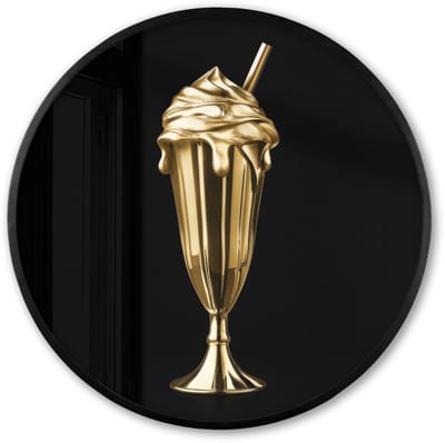 Poster in lijst Rond - Fotolijst 60x60 cm - Posters - Milkshake - Goud - Drinken - Zwart - Ronde posterlijst zwart - Decoratie - Wanddecoratie woonkamer - Muurdecoratie slaapkamer