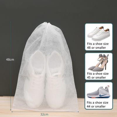 1 pièce Sac de Rangement pour Chaussures Organisateur de Placard Non-tissé Sac de Voyage Portable Imperméable Pochette Pratique Sacs Suspendus Classifiés L blanc