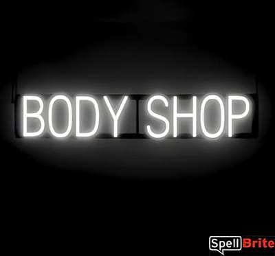 BODY SHOP - Lichtreclame Neon LED bord verlicht | SpellBrite | 87 x 16 cm | 6 Dimstanden - 8 Lichtanimaties | Reclamebord neon verlichting