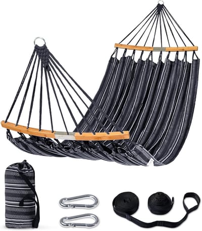 Dubbele Hangmat XL met Spreidstang â€“ Comfortabele Camping Hangmat voor Tuin en Buiten