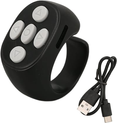 Draadloze Bluetooth 5.3 Smart Ring Afstandsbediening voor E-books en Video's, Pagina Turner in Zwart met Handige Functies