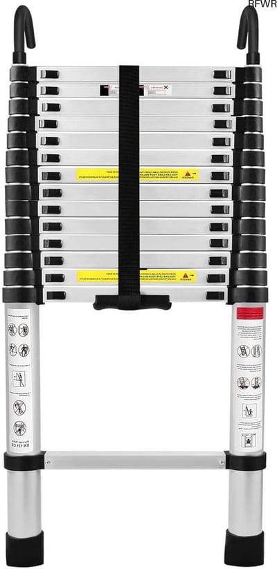 RFWR® Telescopische Ladder 4,4m Aluminium Met Afneembare Haken - Antislip Telescoopladder Met Hoog Draagvermogen
