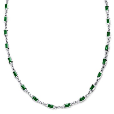Prism | Zilverkleurige ketting met groene stenen van kristalglas
