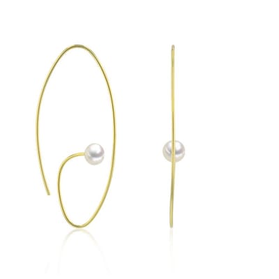 Luna-Pearls - 315.0458 - Oorbellen - Dames - 925 zilver - geelgoud verguld - Zoetwater gekweekte parel 6-6,5 mm