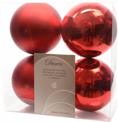 Decoris Kerstballen - 8x st - rood - 10 cm - kunststof - kerstversiering