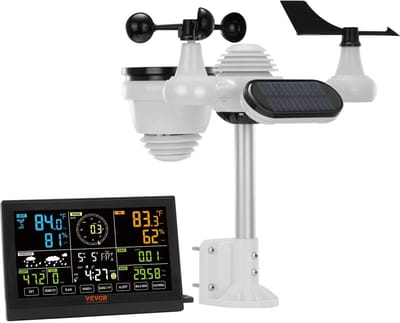 7-in-1 Weerstation - Weerstation binnen en buiten - Weerstation draadloos - 7,5 Inch groot kleurendisplay - Voorspellinggegevens - Temperatuur - Vochtigheid - Wind