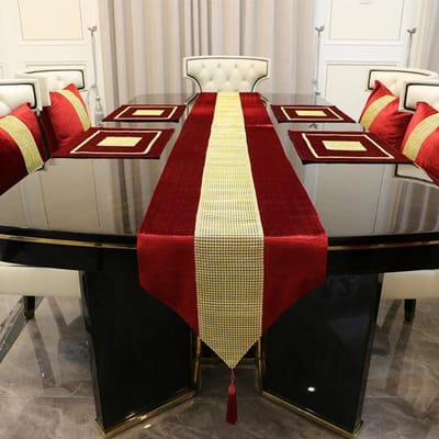 Tafelloper Luxe Hoge Kwaliteit Gouden Strass Imitatie Flanel Diamant Thuis Tafellopers Kussensloop Tafelmat Voor Bruiloft 30x40cmTable Mat rood