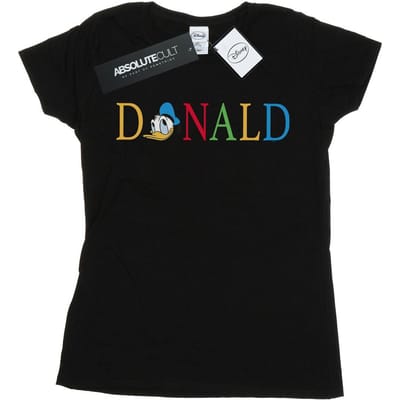 Disney Dames/Dames Donald Duck Letters Katoenen T-Shirt (Zwart)