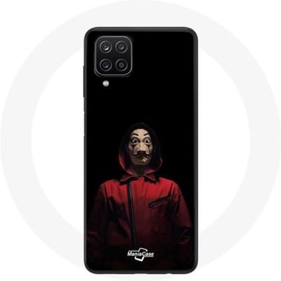 Samsung Galaxy A12 Hoesje La casa de papel Masker Zwarte Achtergrond zwart
