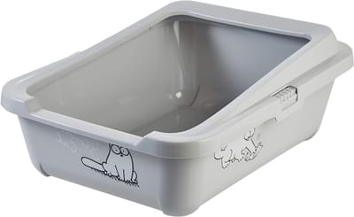 DYNA® Open Kattenbak - Kattenbak met Rand - Kattentoilet Met Schepje - Grijs - 43cm x 32cm x 16cm