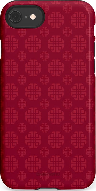 Casetastic Hoesje Geschikt voor Apple iPhone 7/8/SE - Stijlvolle Beschermende Duo-layer Case - Oosters Rood