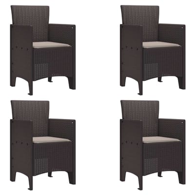 vidaXL Tuinstoel met kussen 4 pcs Bruin 53 x 49 x 85 cm Polypropyleen
