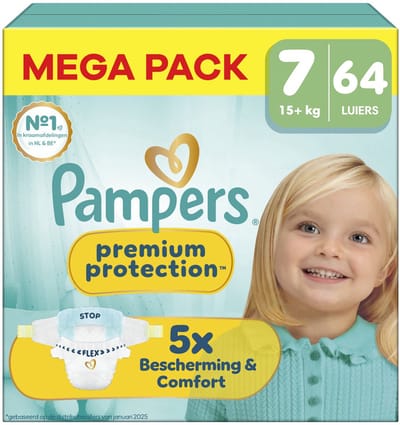 Pampers - Premium Protection - Maat 7 - Mega Pack - 64 luiers - 15+KG