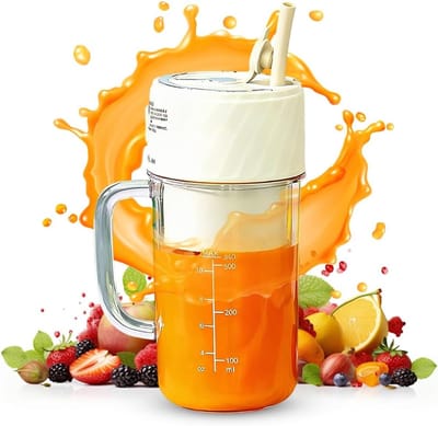 Draagbare Blender - Mini Mixer - Gezonde Drankjes Maken - 6 Roestvrijstalen Bladen - 400 ml - Beige