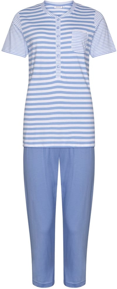 Pastunette Pyjama Soft Blue - Wit/Blauw Gestreept - Katoen - Maat 54
