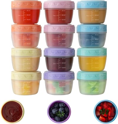 Famanu – 12 stuks kleine vriesdozen met deksel, lekvrije snackdozen met schroefsluiting, voor lunch