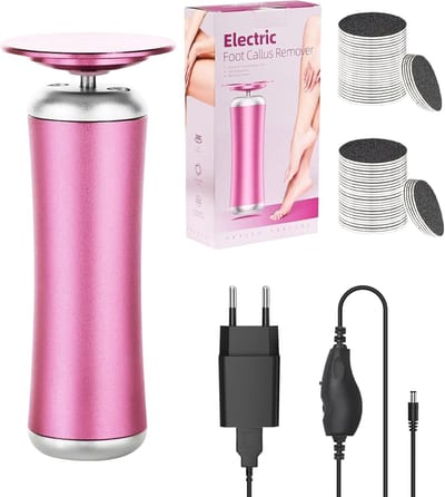 Elektrische Eeltverwijderaar - Voetvijl Set - Huidverzorging Voeten - 60 Schuurpapier Pads - 3 x 3 x 11.5 cm - Roségoud