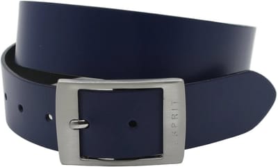 Dames riem blauw - Basic leren riem 4cm met zilverkleurige vierkante gesp - Leer - Basic riem - Casual - Maat 85