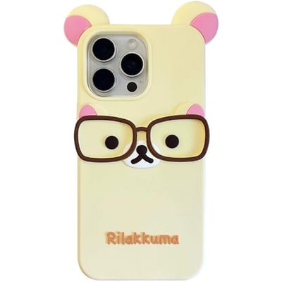 Voor iPhone 17 16 15 14 13 12 11 Pro Max mini Plus Xs XR 6 7 8 Plus Rilakkuma Beer draagt een bril Siliconen Zachte Cover Case For iPhone 17Pro Max