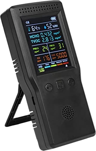 Luchtkwaliteitsmeter - Luchtkwaliteit Sensor - Binnen Lucht Meten - 9 in 1 Functies - 18 x 9 x 5 cm