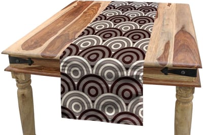 ABAKUHAUS Tafelloper Geometrisch – 40×180 cm – donkerbruin en crème