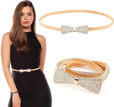 Verstelbare Strass Strik Tailleband voor Dames, Glanzende Elastische Riem voor Avondjurken en Feestoutfits, Mode Accessoire voor Diverse Stijlen